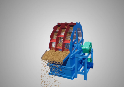制砂生产线轮式洗砂机3d动画
