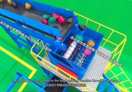 生活垃圾分拣处理生产线三维动画02